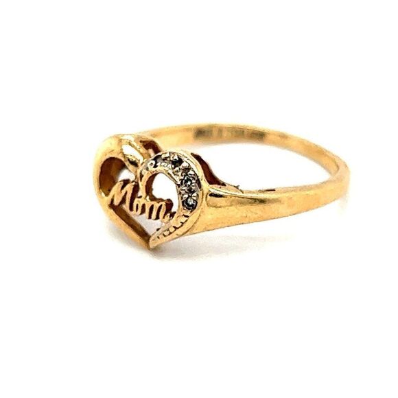 10k Diamond Heart Mom Ring - Picture 2 of 5